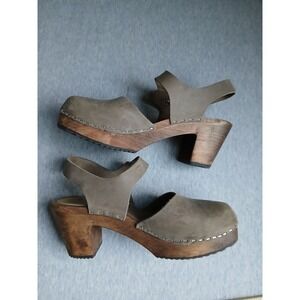 Lotta From Stockholm Clogs 37 / 6.5 Highwood Oiled Wooden Block Heel Boho Sweden